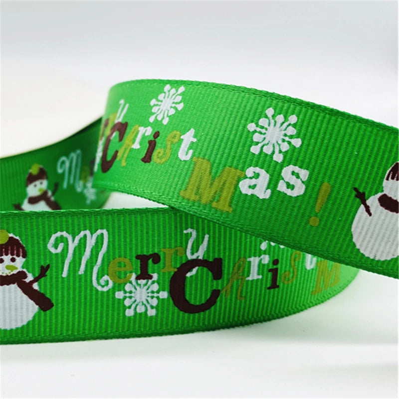 5yards/Lot 25MM Christmas Ribbon Printing Christmas Peripheral Ribbon for Bow Christmas Decoration DIY Gift Wrapping