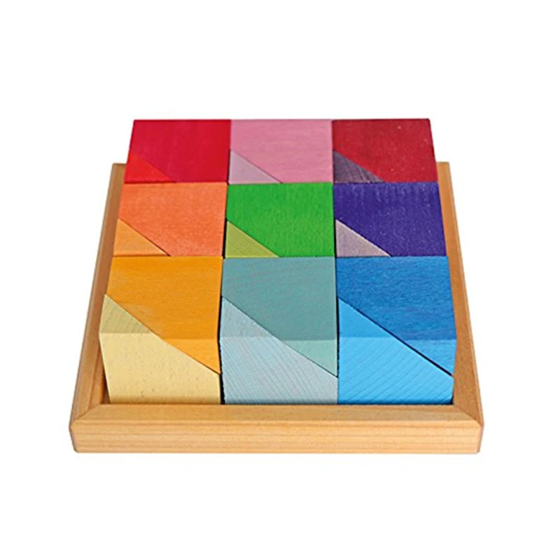Children's Montessori Wooden Building Blocks Early Education Educational Toys Tree Flame House Stone Rainbow Blocks Wooden Toys