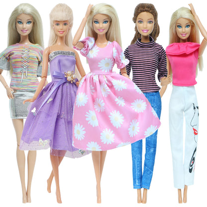 5 Set 3 Set Handmade Fashion Outfit Daily Casual Wear Blouse Shirt Vest Bottom Pants Skirt Clothes for Barbie Doll Accessories