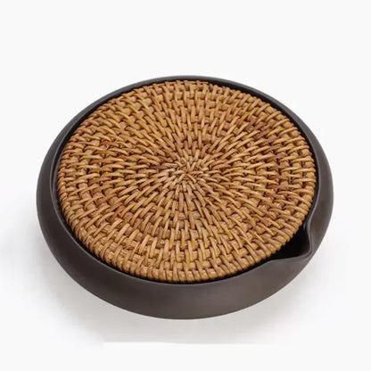 Hand-Woven Rattan Purple Clay Kettle Base Tea Tray Dry Bubble Teapot Cushion Heat Insulation Pot Cushion Tea Set Accessories