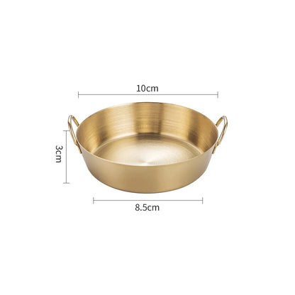 Korean Thicken 304 Stainless Steel Snack Plate With Double Handle Multifunctional Sauce Bowl Fruit Plate Kitchen Tableware Tools