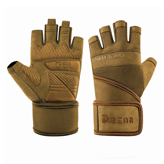 Half Finger Bodybuilding Gym Gloves Weightlifting Dumbbell Training Anti-Slip Fitness Gloves Crossfit Workout Exercise for Man