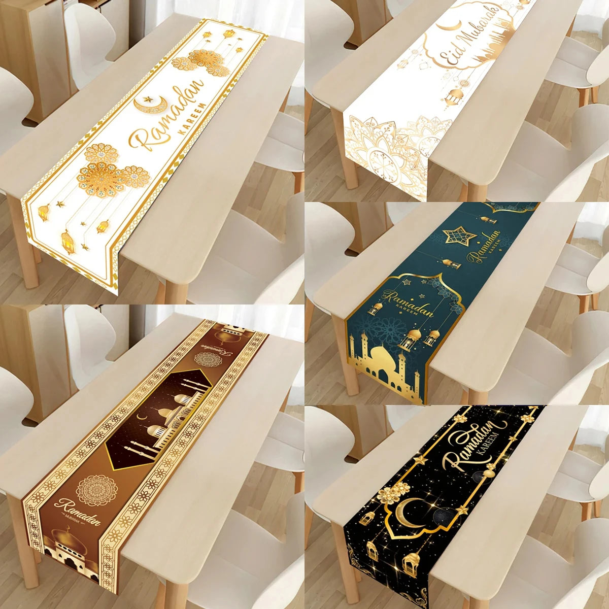 EID Mubarak Table Runner Ramadan Decorations 2024 for Home Tablecloth Ramadan Kareem Eid Al Adha Islamic Muslim Party Decoration