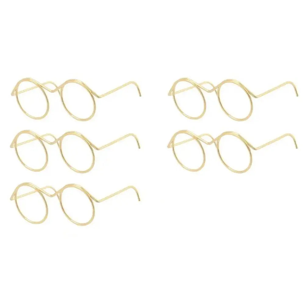 5PCS Retro Metal Round Doll Glasses Frame Lensless Miniature Eyewear Great Collection Cool Eyeglasses for Blythe Doll Accessorie