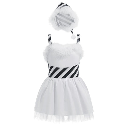 Girls Christmas Dance Dress Sleeveless Ballet Skating Gymnastics Leotard Tutu Xmas Carnival Party Cosplay Performance Costume