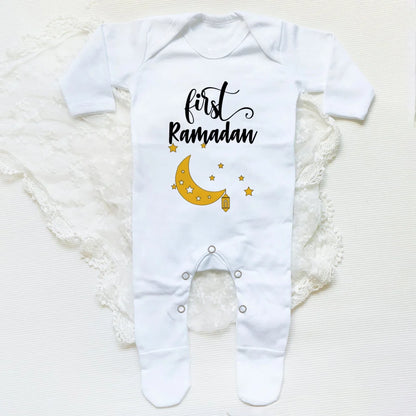 My First Eid Ramadan Baby Babygrow Sleepsuit Vest Bodysuit Infant Long Sleeve Romper Ramadan Islamic Muslim Keepsake Baby Outfit