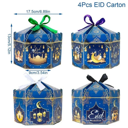 24Pcs Eid Mubarak Candy Gift Box Eid Black White Packaging Box Ramadan Decoration 2024 Islam Muslims Festive Party Supplies