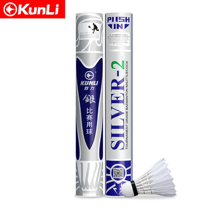 KUNLI 01 /Sliver 2 Duck Feather Shuttlecock for Competition Duck Feather Badminton Shuttlecock Sports Shuttlecocks Badminton