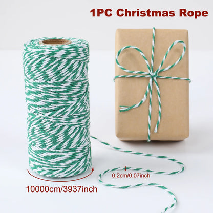 Christmas Wrapping String Rope Merry Christmas Decoration for Home 2024 Navidad Natal Noel Gift Box Packaging Rope New Year 2025