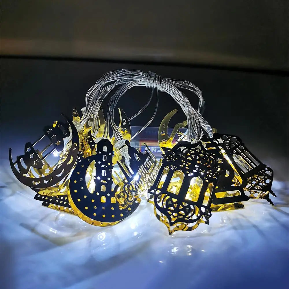 Moon Star Led String Lights Eid Mubarak Decor Ramadan Decoraion for Home 2024 Ramada Kareem Muslim Islam Al Adha Party Supplies