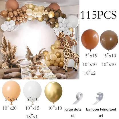 115pcs Baby Blue Balloons Garland Birthday Party Decor Balloon Arch Kit Skin Khaki Globos Baby Shower Gender Reveal Decoration