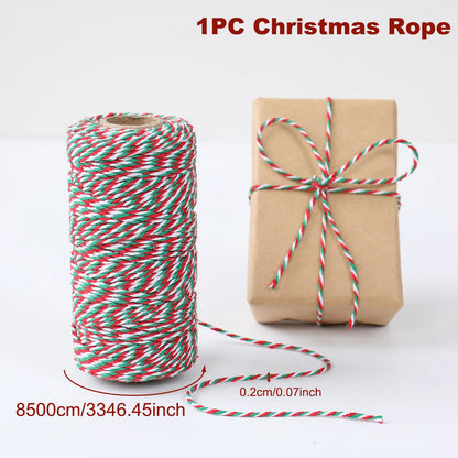 Christmas Wrapping String Rope Merry Christmas Decoration for Home 2024 Navidad Natal Noel Gift Box Packaging Rope New Year 2025