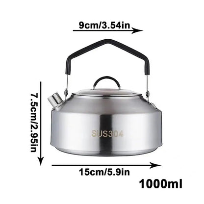 1l/1.5l Camping Water Kettle Outdoor Coffee Kettle Tableware Picnic Set Supplies Durable Camping Tea Kettle Tourism Cookware