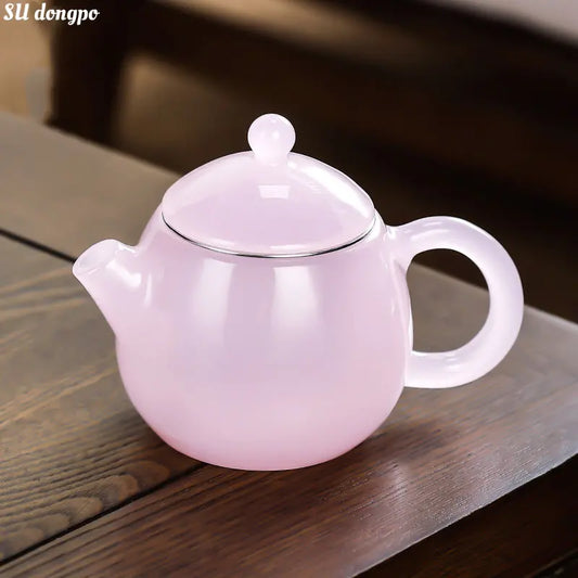Furong Jade Porcelain Teapot  Small Dragon Egg Pot Single Brewing Teapot Stainless Steel Tea Filter Tea Pot for Green Tea