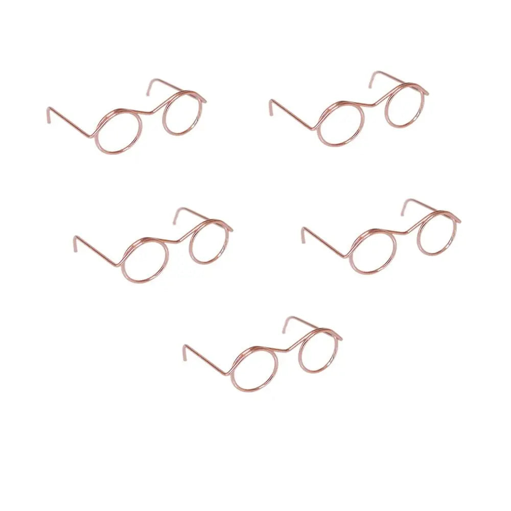 5PCS Retro Metal Round Doll Glasses Frame Lensless Miniature Eyewear Great Collection Cool Eyeglasses for Blythe Doll Accessorie