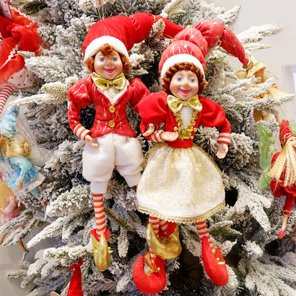 Elf Couple Navidad New Year Xmas Gifts for Kids Plush Dolls Toys Christmas Tree Pendant Drop Ornaments Hanging Decoration