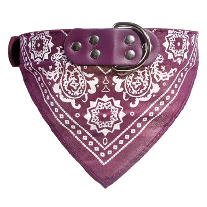 Adjustable Dog Bandana Leather Printed Soft Collar for Dog Pet Supplies Cat Scarf Collar for Chihuahua Puppy Pet Neckerchief