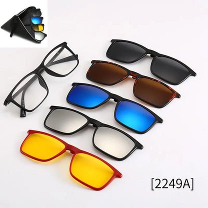HJYFINO 5 Lenes Magnet Sunglasses Clip Mirrored Clip on Sunglasses Clip on Glasses Men Polarized Clip Custom Prescription Myopia