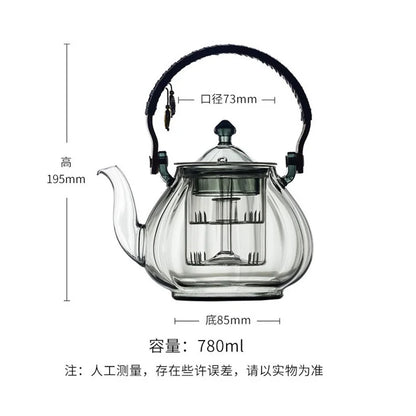 780ml Glass Teapot Beam Kettle Pottery Stove Tea Pot Cooking and Steaming Dual Purpose Tea Kettle Kungfu Tea Set Teaware