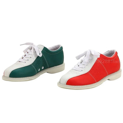 Leather Bowling Shoes for Men Fitness Sports Shoes Bowling Supplies Women Breathable Bowling Sneaker Entertainment Shoes Eu34-47