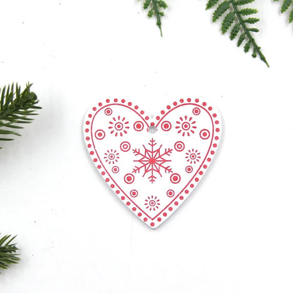 12pcs/Lot DIY White&Red Christmas Printed Wooden Pendants Ornaments for Kids Christmas Gifts Xmas Tree Ornaments Decorations