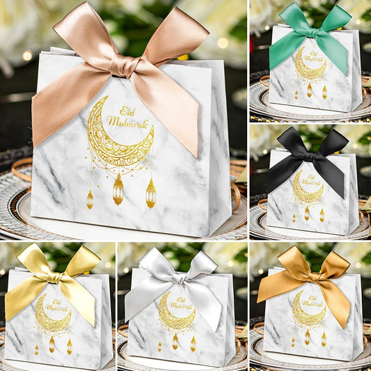 Eid Mubarak Candy Box Set Paper Packaging Gift Bag Party Favor Ramadan Gift Box Muslim Islamic Party Supplies Kareem Decoration