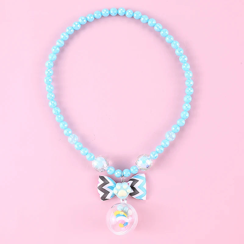 Makersland Cute Princess Children Charm Beads Necklace Kids Pendant Necklace for Baby Girl Jewelry Gifts Christmas Presents 2020