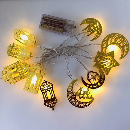 Ramadan Decorations Moon Star Led Light Eid Mubarak String Lights for Home Islam Muslim Hajj Kareem Eid Al Adha Lantern Decor