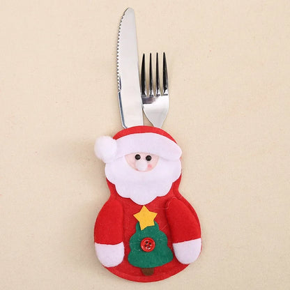 Christmas Cutlery Holders Christmas Knife Fork Tableware Bags Pocket Christmas Decoration 2024 New Year Dinner Table Ornament