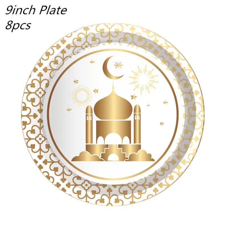 2022 Eid Mubarak Disposable Tablecloth Table Runner Banner Balloons Islamic Muslim Party Decor Ramadan Kareem Eid Al Adha Gift