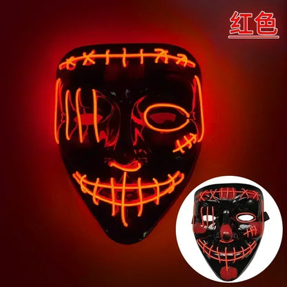 Wireless Halloween Neon LED Purge Mask Masque Masquerade Party Masks Light Grow in the Dark Horror Mask Glowing Masker