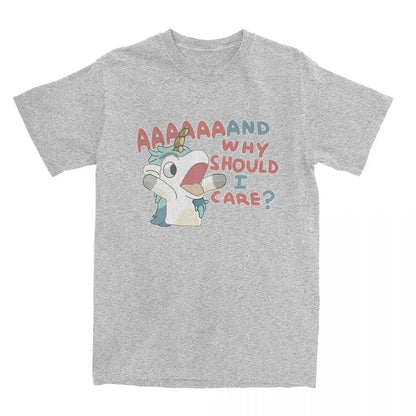 Men Women's T Shirt Why Should I Care Unicorse T-Shirts Harajuku Hot Anime Blueyed Beach Tees Y2K Basic Pattern 100 Cotton Tees