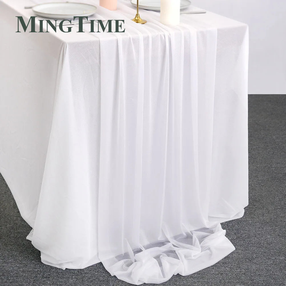 Sheer Chiffon Luxury Solid Colorful Table Runner Blue Rustic Boho Wedding Party Bridal Shower Birthday Home Christmas Decoration