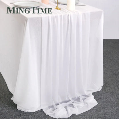 Sheer Chiffon Luxury Solid Colorful Table Runner Blue Rustic Boho Wedding Party Bridal Shower Birthday Home Christmas Decoration