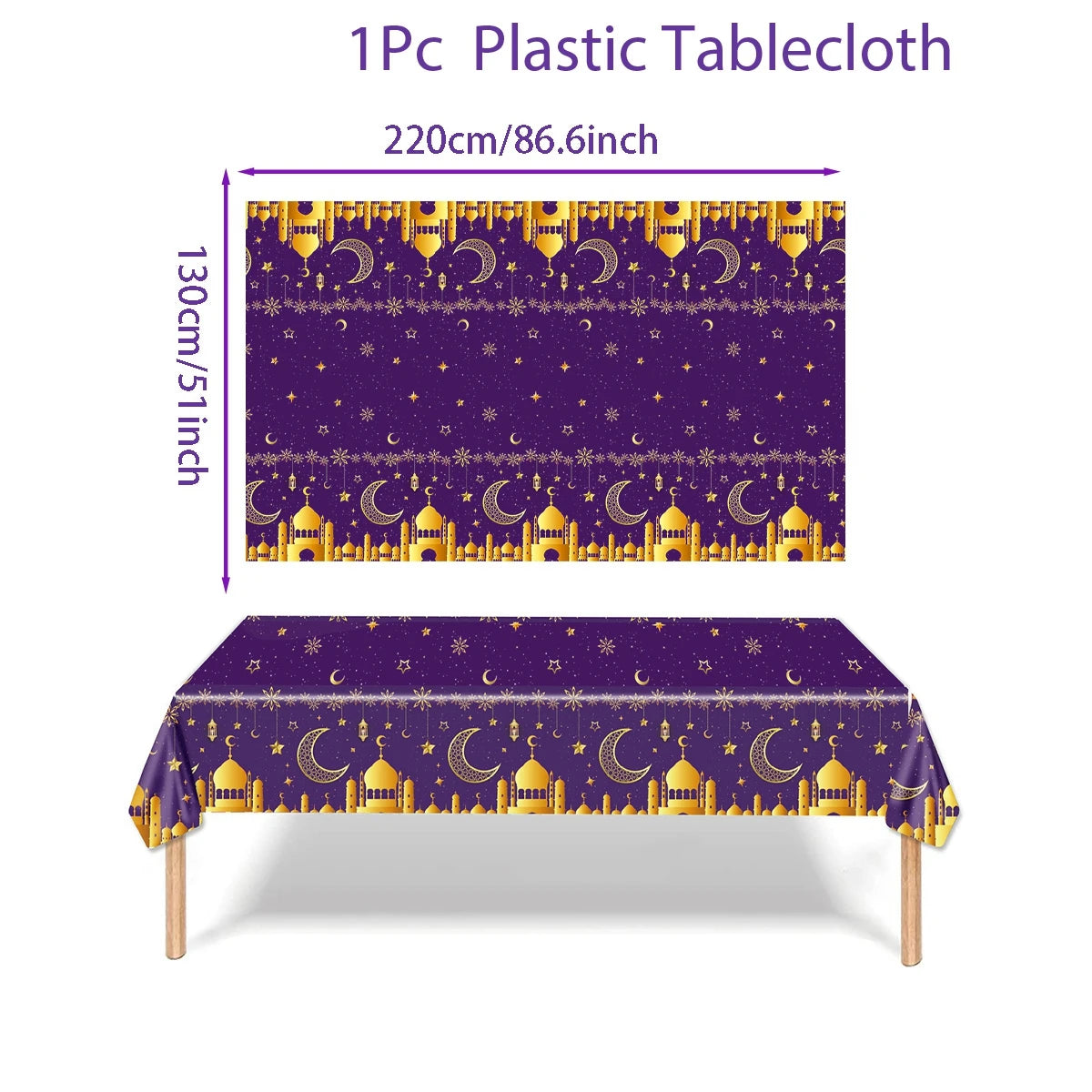 EID Mubarak Disposable Tablecloth EID Mubarak Decoration 2024 for Home Table Cloth Ramadan Kareem Islamic Muslim Party Decor