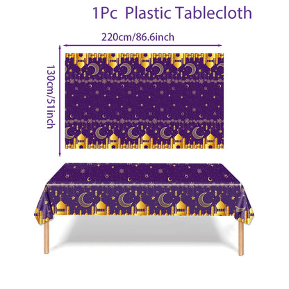 Eid Mubarak Tablecloths Ramadan Decoration for Home 2024 Islamic Muslim Party Decor Ramadan Tableware Supplies Eid Al Adha Gift