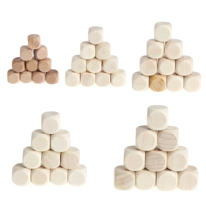 10pcs 6 Sided Blank Wood Dice Party Family DIY Games Printing Engraving Kid Toys