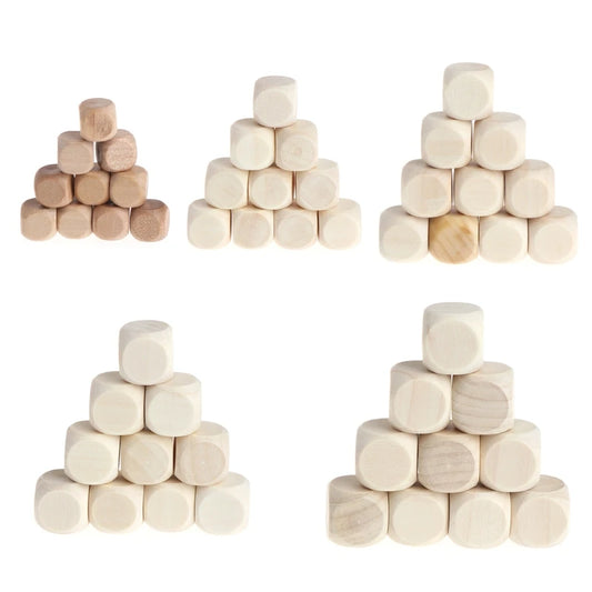 10pcs 6 Sided Blank Wood Dice Party Family DIY Games Printing Engraving Kid Toys