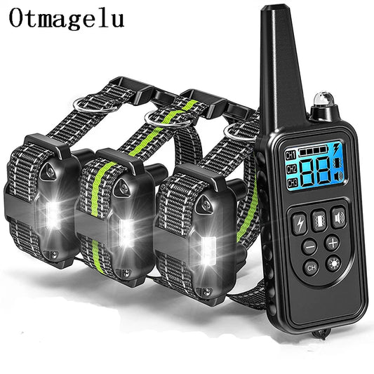 800m Electric Dog Training Collar With LCD Display Pet Remote Control Waterproof Rechargeable Collars for Shock Vibration Sound