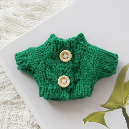 Mini Doll'S Clothes Outfit Accessories for Labubu for Elf Doll Knitted Christmas Love Twisted Solid Santa Sweater Clothing
