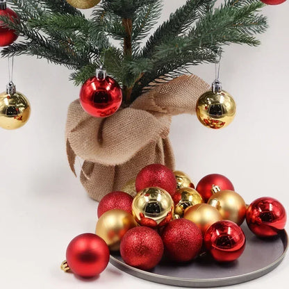 24/Pcs 8CM Christmas Ball Ornaments Set Painted Plastics Christmas Tree Pendant Decoration Christmas Decoration Accessories