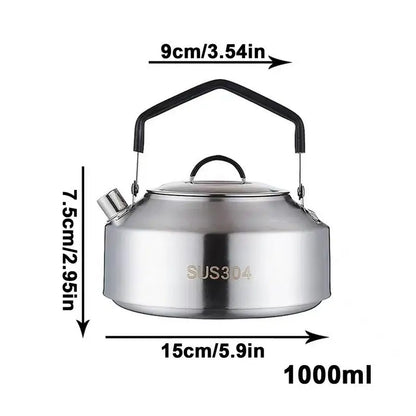 1l/1.5l Camping Water Kettle Outdoor Coffee Kettle Tableware Picnic Set Supplies Durable Camping Tea Kettle Tourism Cookware