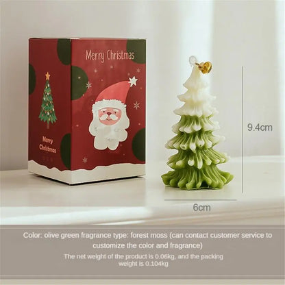 2025 Year Merry Christmas Candle Cute Xmas Tree Shaped Aromatherapy Scented Candle Desk Ornament for New Year Navidad Home Decor