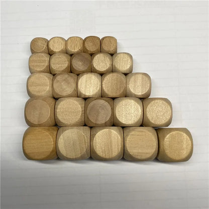 10pcs D6 6 Sided Blank Wood Dice for Party Family DIY Games Printing Engraving Kid Toys