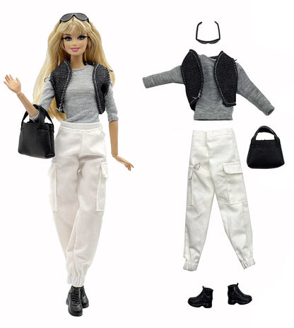 1 Set Cloth Doll Accessories Fashion Model Casual Wear Cool Clothes for 30cm Barbie Doll Kids or Birthday Gift