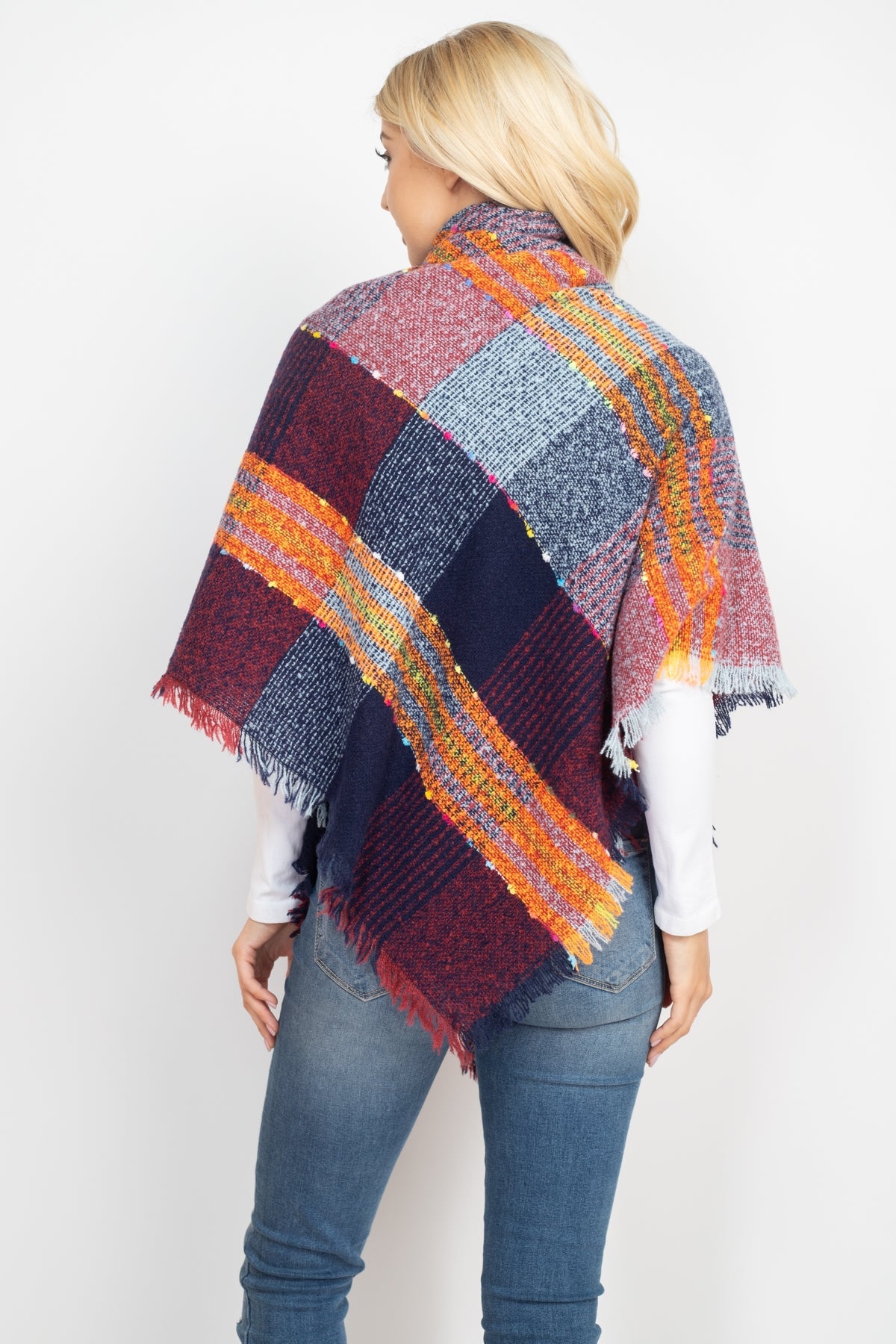 Multi Color Blanket Fringed Scarf