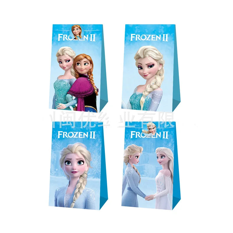 Disney Frozen Elsa Themed Gift Box Kids Party Decoration Baby Shower Paper Candy Bag With Stickers Girls Birthday Party Supplies