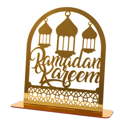 Ramadan Tray Table Centerpieces Plate Acrylic Ramadans Eid Mubarak Decorations for Home 2024 Islam Muslim Festival Party Gifts