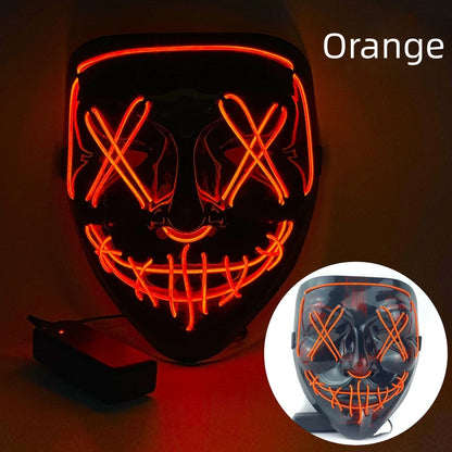 Hot Sale Halloween Glowing Scary Face Mask Luminous LED Purge Mask Neon Light Up Horror Party Mask Cosplay Costume Supplies