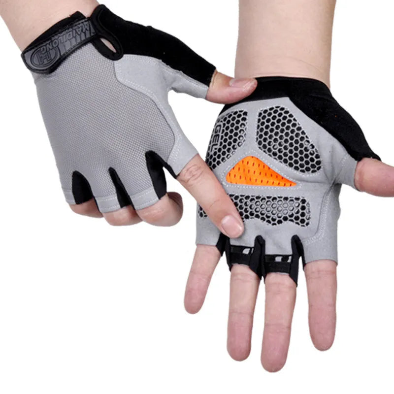 Men Women Gym Gloves Weightlifting Fitness Training Non Slip Palm Protector Breathable Fingerless Bike Bicycle Cycling Gloves